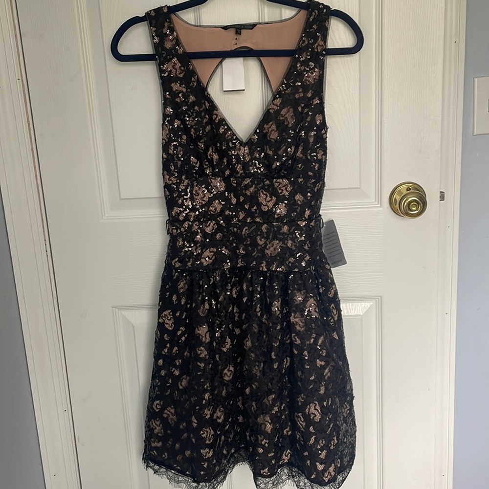 Nordstrom black lace sequence dress